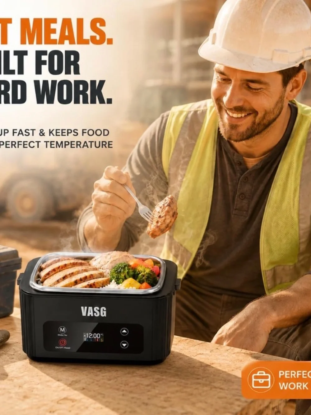 Heated Lunch Box Rechargeable 12000mAh Cordless Food Warmer – NEW